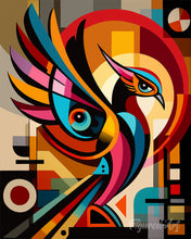 Cargar imagen en el visor de la galería, Pintar por numeros Figured'Art - Fénix Abstracta Audaz