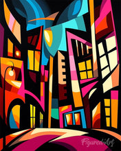 Cargar imagen en el visor de la galería, Pintar por numeros Figured'Art - Paisaje Urbano Abstracto Audaz