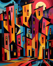 Cargar imagen en el visor de la galería, Pintar por numeros Figured'Art - Edificios Abstractos Audaces