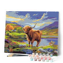 Cargar imagen en el visor de la galería, Highland Cow cielos pintados