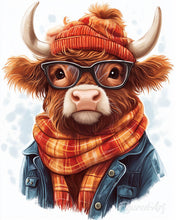 Cargar imagen en el visor de la galería, Pintar por numeros Figured'Art - Highland Cow ambiente acogedor