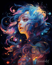 Cargar imagen en el visor de la galería, Pintar por numeros Figured'Art - Mujer sueño neón