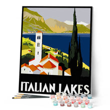 Cargar imagen en el visor de la galería, Póster vintage de los lagos italianos