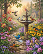 Cargar imagen en el visor de la galería, Pintar por numeros Figured'Art - Sinfonía de la fuente del jardín