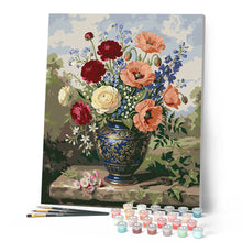 Cargar imagen en el visor de la galería, Flores en jarrón azul