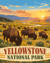 Cargar imagen en el visor de la galería, Pintar por numeros Figured'Art - Parque Nacional de Yellowstone, bisontes de Lamar Valley - Wyoming