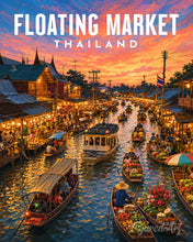 Cargar imagen en el visor de la galería, Pintar por numeros Figured'Art - Póster de viaje Mercado flotante