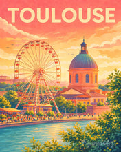 Cargar imagen en el visor de la galería, Pintar por numeros Figured'Art - Póster de viaje Noria de Toulouse