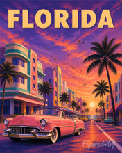 Cargar imagen en el visor de la galería, Pintar por numeros Figured'Art - Póster vintage del cielo violeta de Florida