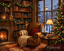 Cargar imagen en el visor de la galería, Pintar por numeros Figured'Art - Navidad junto a la chimenea