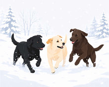 Cargar imagen en el visor de la galería, Pintar por numeros Figured'Art - Perros jugando en invierno