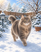 Cargar imagen en el visor de la galería, Pintar por numeros Figured'Art - Gato en la nieve