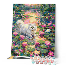 Cargar imagen en el visor de la galería, Gato entre flores de loto