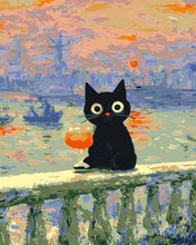 Cargar imagen en el visor de la galería, Pintar por numeros Figured'Art - Gato al Atardecer de Monet