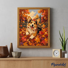 Cargar imagen en el visor de la galería, Corgi Alegre entre Hojas de Otoño