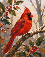 Cargar imagen en el visor de la galería, Pintar por numeros Figured'Art - Cardenal Rojo en una Rama Escarchada