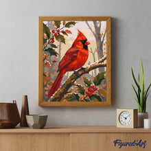 Cargar imagen en el visor de la galería, Cardenal Rojo en una Rama Escarchada