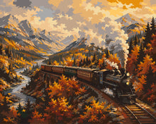 Cargar imagen en el visor de la galería, Pintar por numeros Figured'Art - Tren de Vapor en un Valle Otoñal