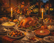 Cargar imagen en el visor de la galería, Pintar por numeros Figured'Art - Mesa de Thanksgiving a la Luz de las Velas