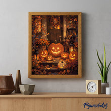 Cargar imagen en el visor de la galería, Calabaza de Halloween iluminada en el porche