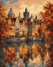 Cargar imagen en el visor de la galería, Pintar por numeros Figured'Art - Praga - Reflejos otoñales