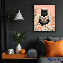 Cargar imagen en el visor de la galería, Gato negro entre mantas