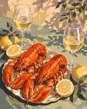 Cargar imagen en el visor de la galería, Pintar por numeros Figured'Art - Langosta y vino