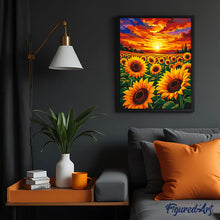 Cargar imagen en el visor de la galería, Campo de girasoles al atardecer
