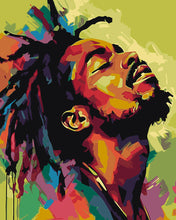 Cargar imagen en el visor de la galería, Pintar por numeros Figured'Art - Hombre reggae - Street art abstracto