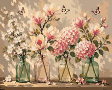 Cargar imagen en el visor de la galería, Pintar por numeros Figured'Art - Magnolia y mariposas