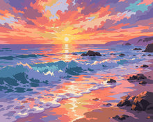 Cargar imagen en el visor de la galería, Pintar por numeros Figured'Art - Hora dorada junto al mar