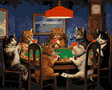 Cargar imagen en el visor de la galería, Pintar por numeros Figured'Art - Gatos jugando al póquer