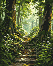 Cargar imagen en el visor de la galería, Pintar por numeros Figured'Art - Sendero Soleado del Bosque