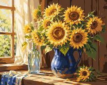 Cargar imagen en el visor de la galería, Pintar por numeros Figured'Art - Ramo Dorado de Girasoles