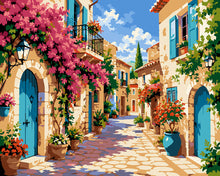 Cargar imagen en el visor de la galería, Pintar por numeros Figured'Art - Pueblo Mediterráneo en Flor