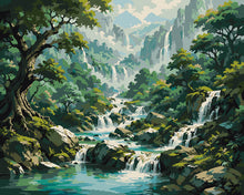 Cargar imagen en el visor de la galería, Pintar por numeros Figured'Art - Valle de las Cascadas