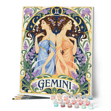 Cargar imagen en el visor de la galería, Art Nouveau Zodiaco Géminis