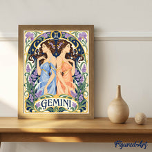 Cargar imagen en el visor de la galería, Art Nouveau Zodiaco Géminis