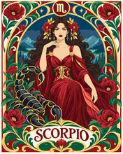Cargar imagen en el visor de la galería, Pintar por numeros Figured'Art - Art Nouveau Zodiaco Escorpio