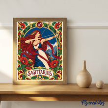 Cargar imagen en el visor de la galería, Art Nouveau Zodiaco Sagitario