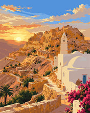 Cargar imagen en el visor de la galería, Pintar por numeros Figured'Art - Atardecer en Chenini, Túnez