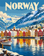 Cargar imagen en el visor de la galería, Pintar por numeros Figured'Art - Póster de Viaje Bergen, Noruega