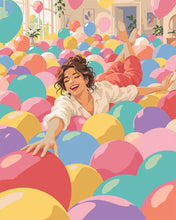 Cargar imagen en el visor de la galería, Pintar por numeros Figured'Art - Nadando Entre Globos