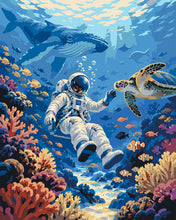 Cargar imagen en el visor de la galería, Pintar por numeros Figured'Art - Aventura del Astronauta en el Arrecife de Coral