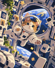 Cargar imagen en el visor de la galería, Pintar por numeros Figured'Art - Aventura del Gato Astronauta