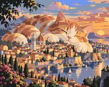 Cargar imagen en el visor de la galería, Pintar por numeros Figured'Art - Gato Gigante Sobre la Ciudad