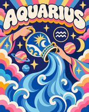 Cargar imagen en el visor de la galería, Pintar por numeros Figured'Art - Zodiaco Retro Acuario