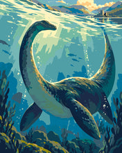 Cargar imagen en el visor de la galería, Pintar por numeros Figured'Art - Monstruo del Lago Ness bajo el agua