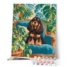 Cargar imagen en el visor de la galería, Cocker Spaniel en un salón selvático