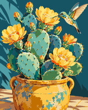 Cargar imagen en el visor de la galería, Pintar por numeros Figured'Art - Colibrí entre flores de tuna